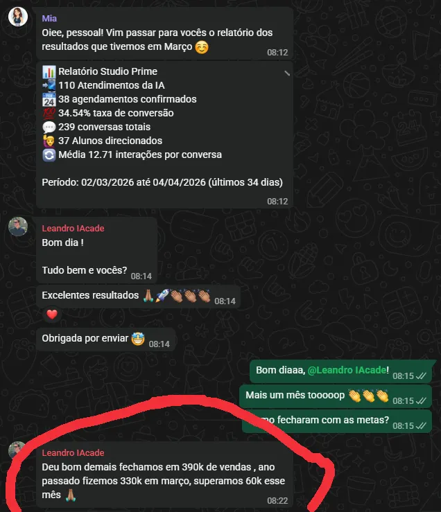 Print de resultado de Leandro